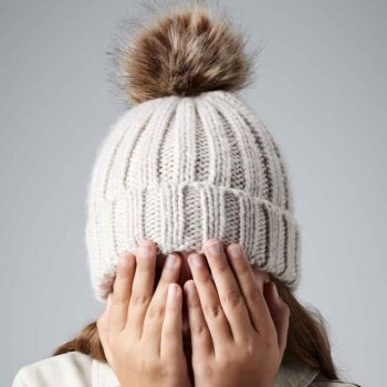 Junior Faux Fur Pom Pom Chunky Beanie